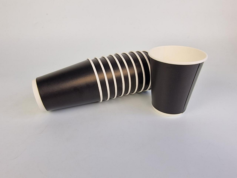 Склянка картонна 2-шарова 400 мл (12oz) "Чорний" Маестро (20 шт.) Харків - фото 1