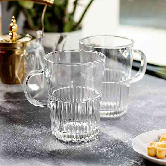 Набір чашок скляних 2 шт. для чаю, кави 500 мл прозорі HP-YH-70 Коломия