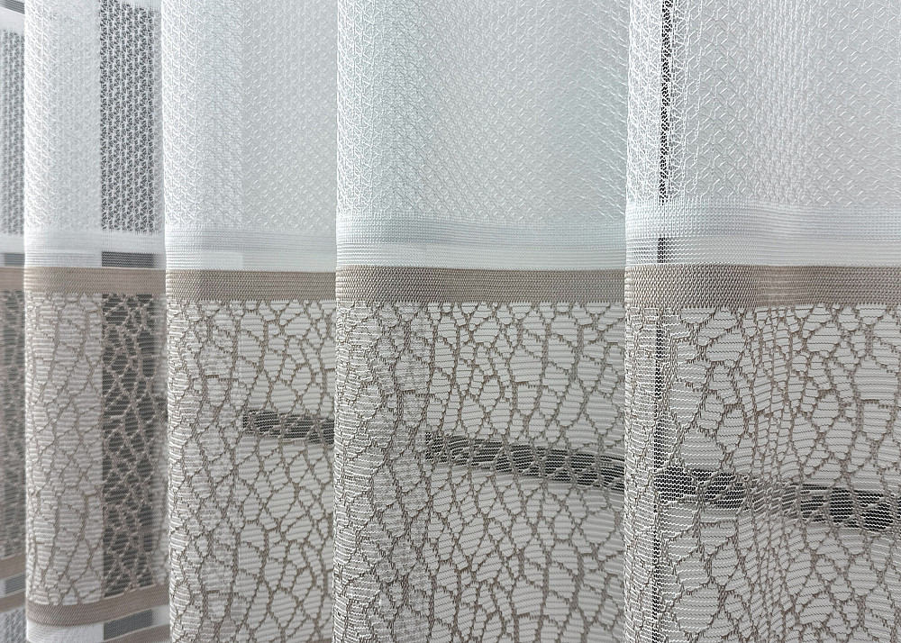 Короткий тюль VR-Textil 1946т Жакард Білий з капучино 300х200 см (42-0907) Київ - фото 5