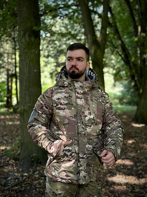Тактическая зимняя куртка Куртка Куртка 4.5.0 нейлон Level 15 мультикам на подкладке Omni-Heat с капюшоном WAR Львов - изображение 6