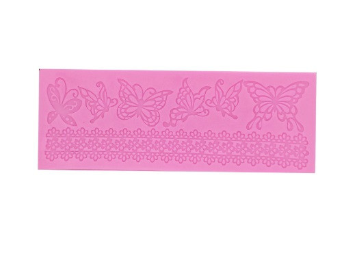 Молд силиконовый Бабочки и кружево 190 на 70 мм розовый Киев - изображение 3