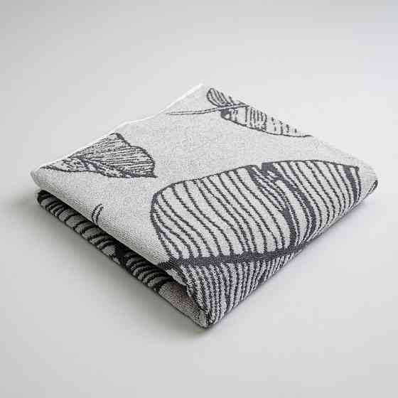 Махровое полотенце с рисунком перо GM Textile 50х90см 400г/м2 (Серый) Сумы