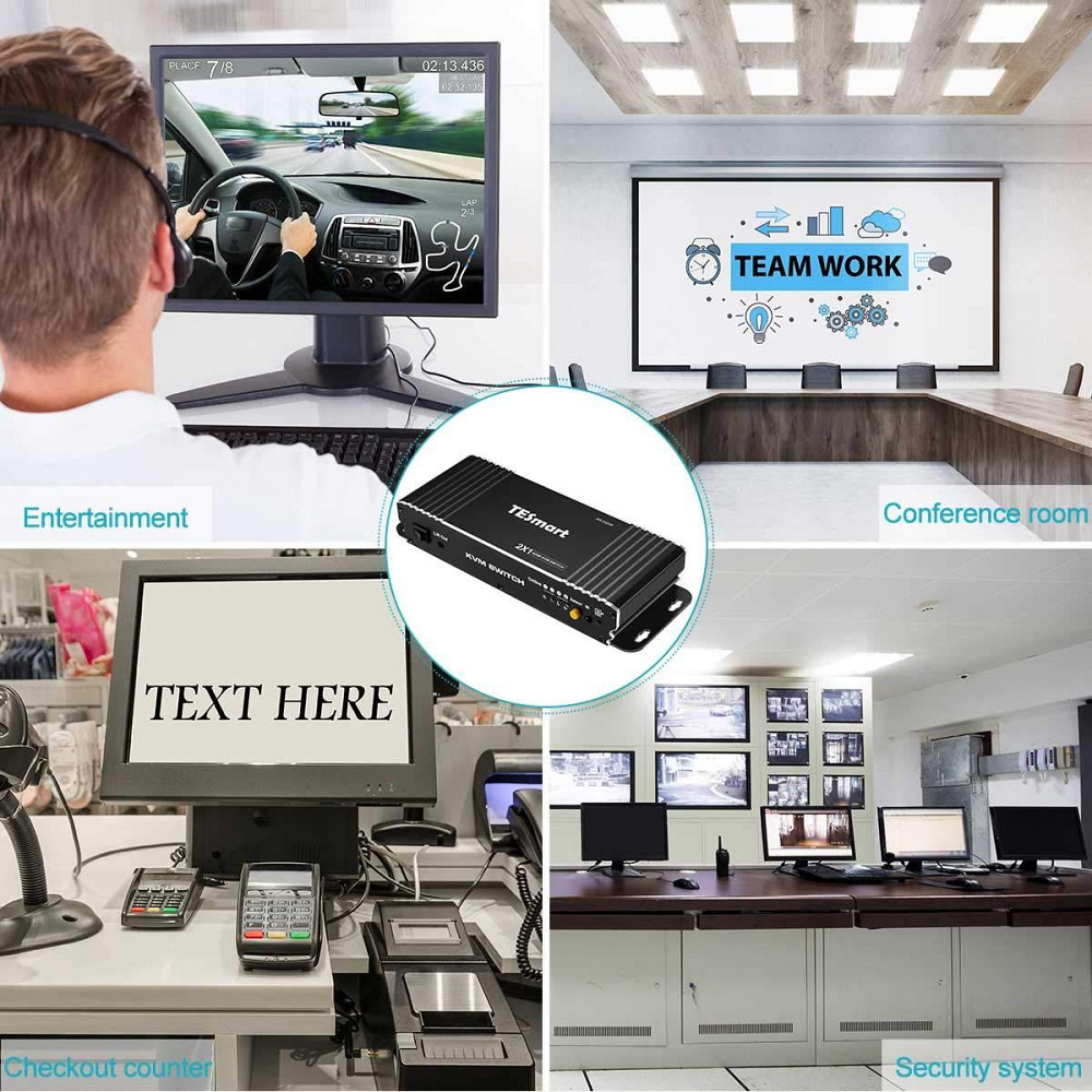 HDMI KVM перемикач TESmart 2х1, 4K 60Hz, керування 2 ПК однією клавіатурою, мишею, дисплеєм, звуком, пульт Київ - фото 5