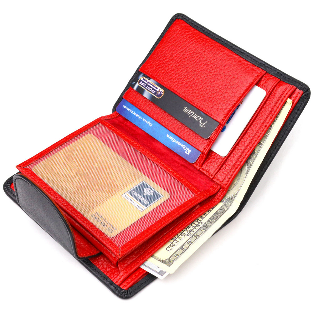 Удобный вертикальный кошелек из натуральной гладкой кожи CANPELLINI 21683 Черный Киев - изображение 6