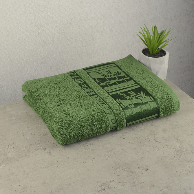 Набір махрових рушників 3шт GM Textile 50х90см, 50х90см, 70х140см BambooN 450г / м2 (Зелений) Суми - фото 3