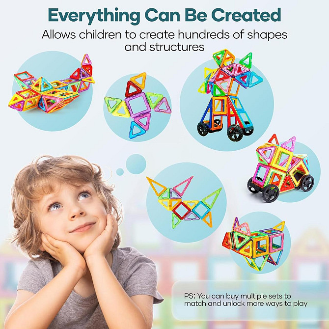 Магнитные конструкторы Assark 98 деталей, STEM игрушка для детей 3-12 лет, обучающий набор для творч Киев - изображение 8