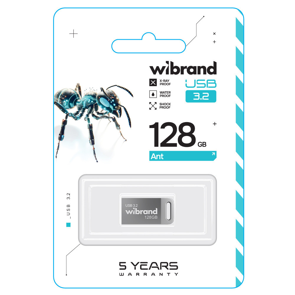 Флеш-накопитель Wibrand USB 3.2 Gen1 Ant 128GB Silver Киев - изображение 2