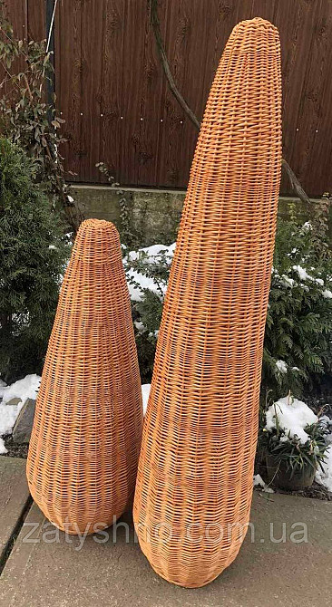 Плетена люстра конусна висока з натуральної лози Київ - фото 2