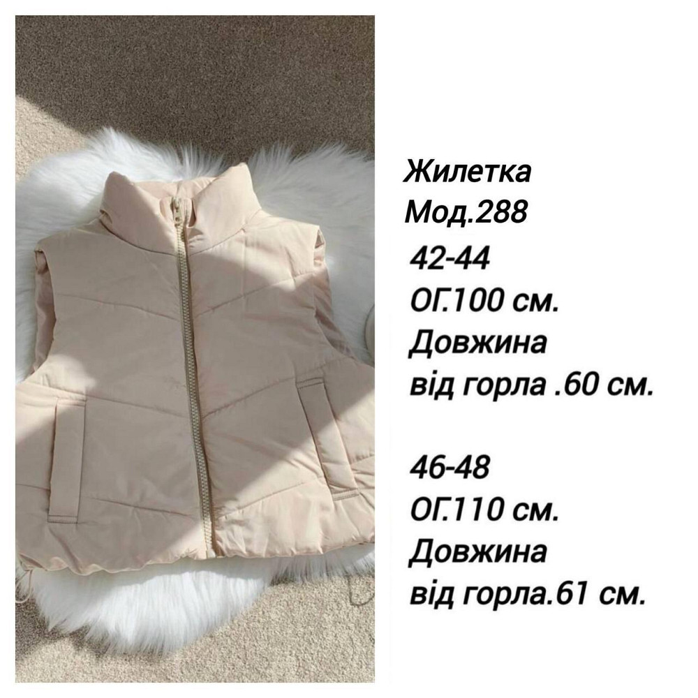 Жіноча укорочена жилетка з кишенями на блискавці плащівка еммі на синтепоні Одеса - фото 2