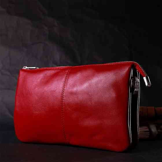 Яскравий жіночий клатч із натуральної шкіри GRANDE PELLE 11670 Червоний Київ