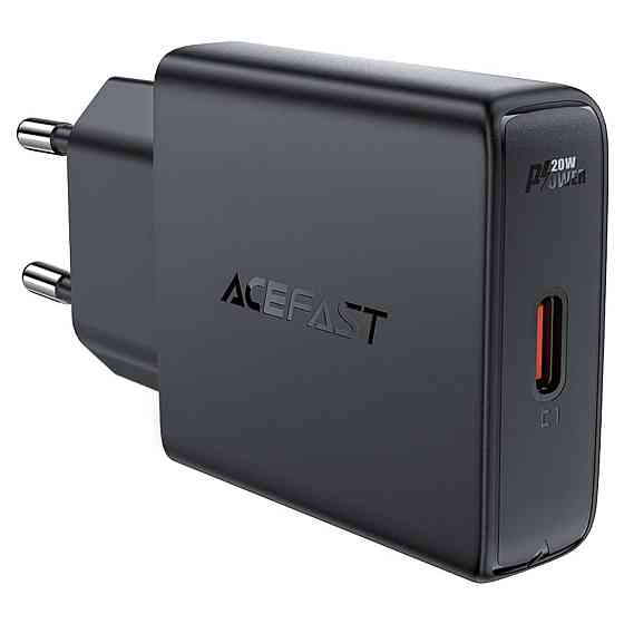 Мережевий зарядний пристрій ACEFAST A65 PD20W GaN single USB-C ultra-thin charger Black Киев