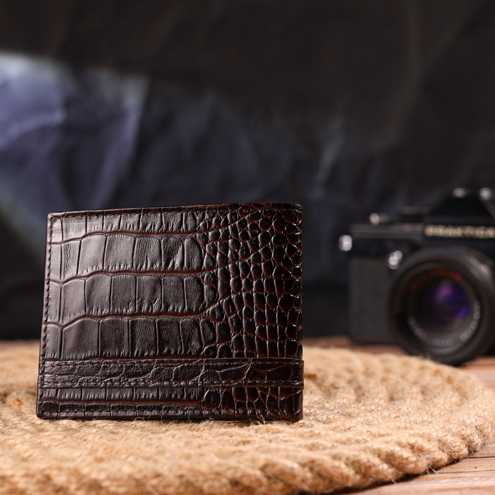 Затискач із натуральної фактурної шкіри CANPELLINI 21519 Коричневий Київ - фото 7