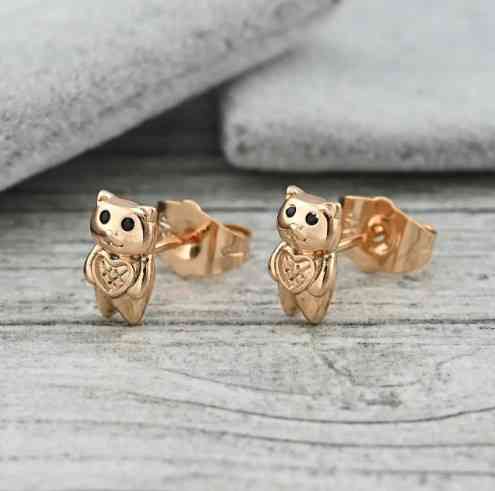 Сережки гвоздики мишки Xuping 36532, размер 9*6мм, черные фианиты Киев