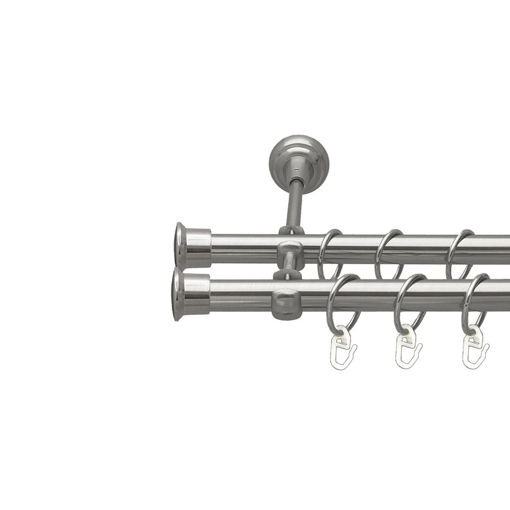 Карниз Orvit Дуо металевий дворядний відкритий Нержавіюча Сталь 19\19 мм 300 см (00-00016061) Львів - фото 1