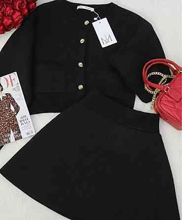 Жіночий стильний елегантний костюм-двійка з ангори Чорний, 46/48 Одеса