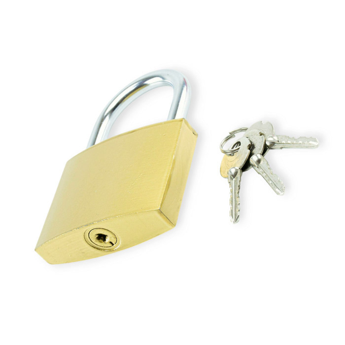 Замок навісний "дужка" 70 мм, хрестоподібний ключ 3 шт, жовтий Мукачево - фото 1