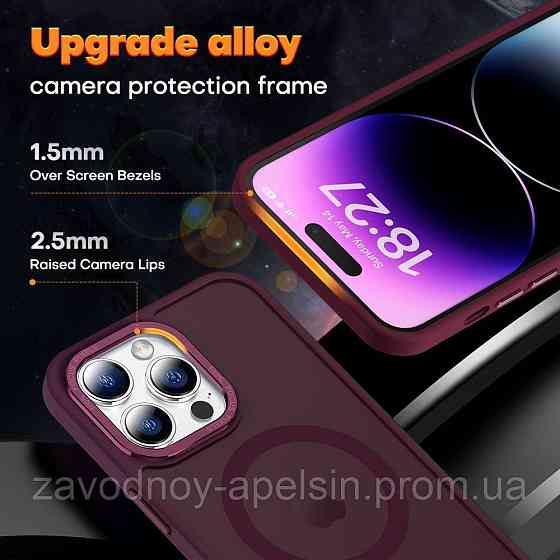 IPhone 15 Pro Max Чехол матовый Магнит TPU+PC (бордовый) Одесса