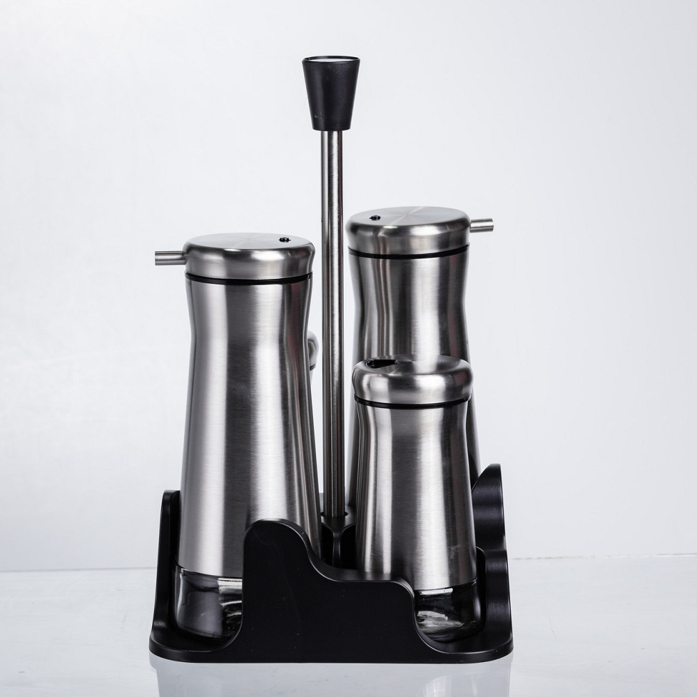 Набір баночок для спецій та рідких текстур 4 предмети на підставці, сталь HP-1346 Коломия - фото 3