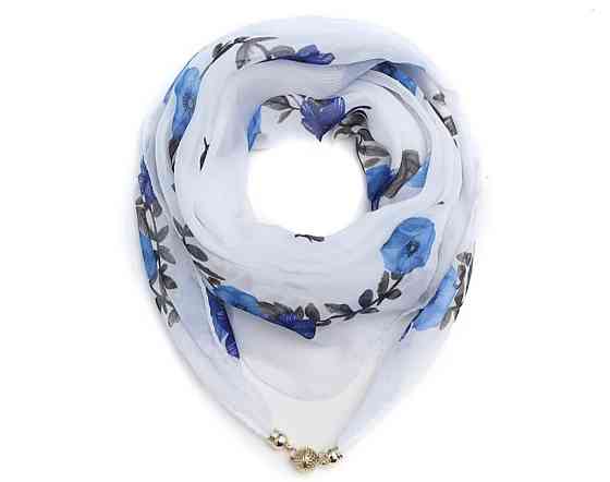 Шарф жіночий з магнітною застібкою Білий з синім Сміла