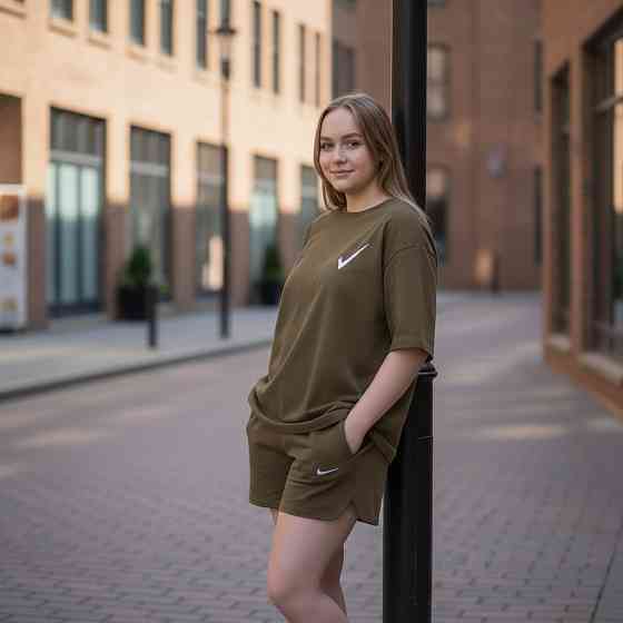 Женский летний спортивный костюм футболка с шортами Хаки XL-XXL Харьков