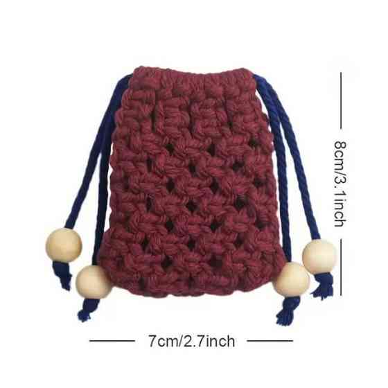 Набір макраме для ручного в'язання чохла для навушників та аксесуарів 8х7 см бордовий для рукоділля та творчості Кам'янець-Подільський