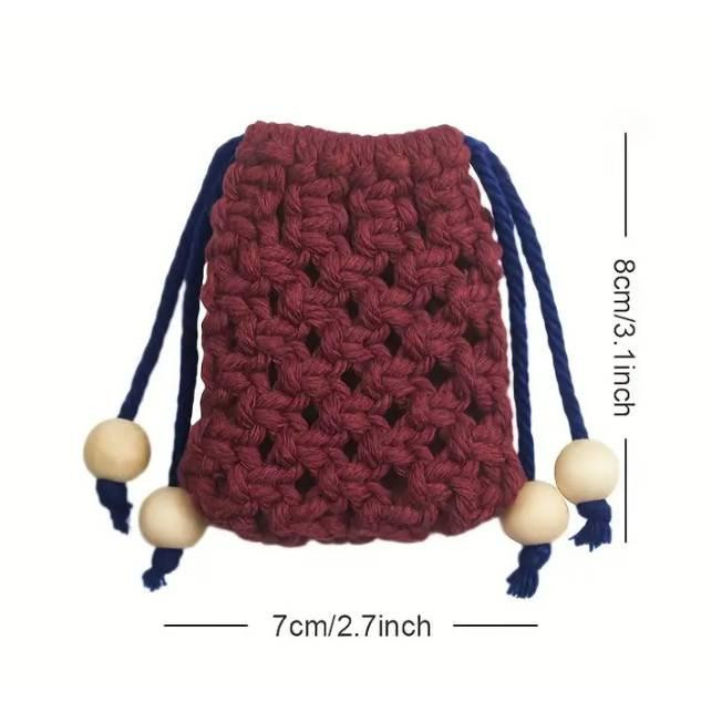 Набор макраме для ручного вязания чехла для наушников и аксессуаров 8х7 см бордовый для рукоделия и творчества Каменец-Подольский - изображение 2