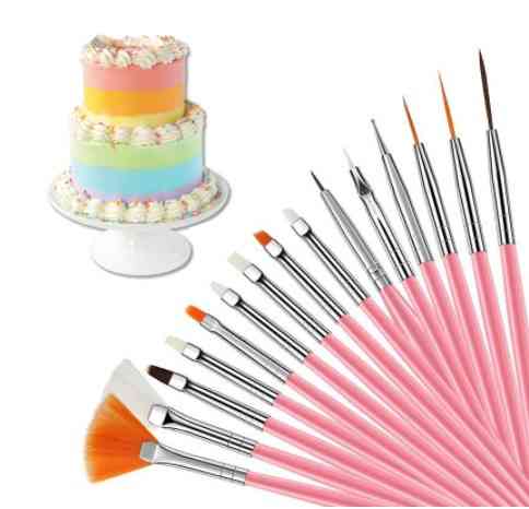Кондитерские кисти набор 15 штук 18 см розовый Киев