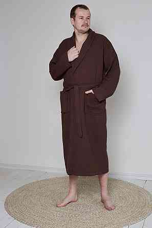 Мужской вафельный халат Ideal Textile длинный Коричневый (56860599) 3XL Черновцы