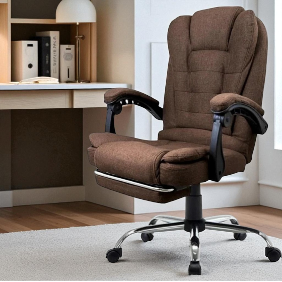 Кресло офисное ортопедическое эргономичное компьютерное мягкое с подставкой для ног и массажером из ткани усил Львов
