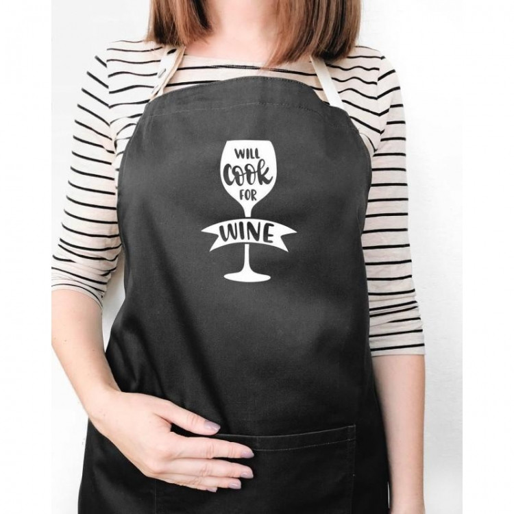 Фартух Will Cook For Wine (Чорний) Вінниця - фото 1