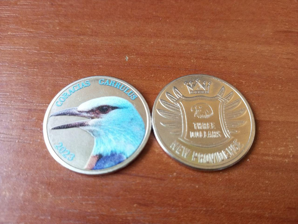 Нью Провіденс 3 доллара 2023 пташка CORACIAS GARRULUS Полтава - изображение 1