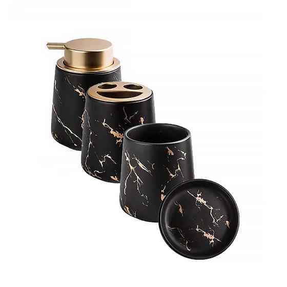 Керамічний набір аксесуарів в ванну кімнату із 4 предметів Bathlux, Чорний Кам'янець-Подільський