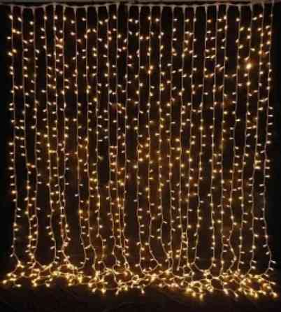 Гірлянда штора Водоспад 240 led велика лампа 3D Теплий білий світ 3м х 2м (силіконовий провід з подовженням) Вінниця