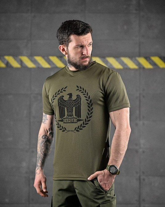 Тактическая потоотводящая футболка OBLIVION  SPQR олива  ДЛ6580 Одесса - изображение 3