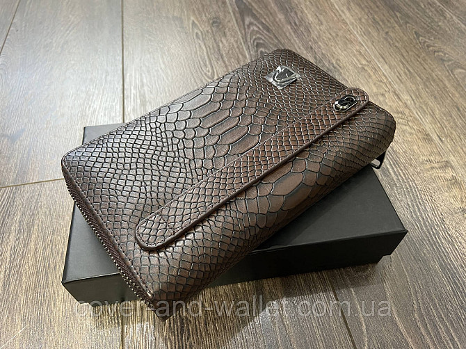 Чоловічий шкіряний клатч на дві блискавки Marco Coverna 5902C Brown Київ - фото 2