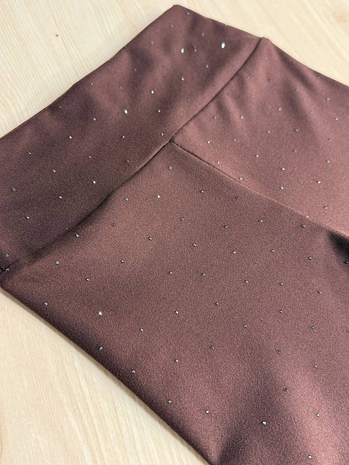 Лосины женские Cio 128 с россыпью камней бифлекс широкий пояс коричневые, коричневый, 2XL Киев - изображение 4