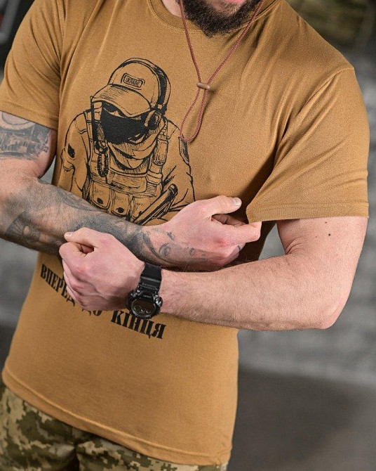 Хлопковая милитари футболка тактика кайот ДЛ6350 Одесса - изображение 9