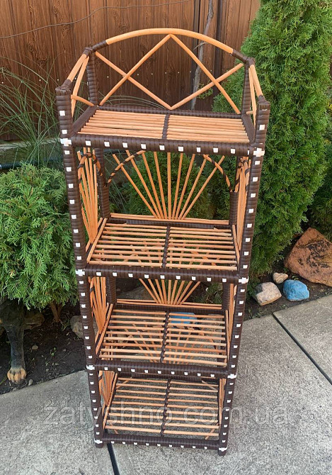 Крісло-гойдалка та етажерка, комплект плетених меблів Київ - фото 4