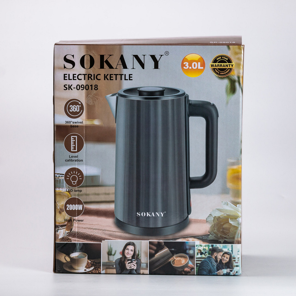 Електрочайник Sokany 3 літри Сірий SK-09018G Київ - фото 18