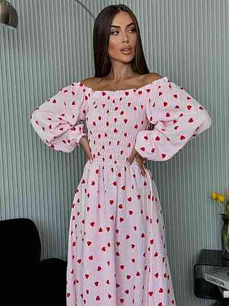 Жіноче романтичне легке максіплаття із серцем муслін 100% бавовна Рожевий, 46/48 Одеса