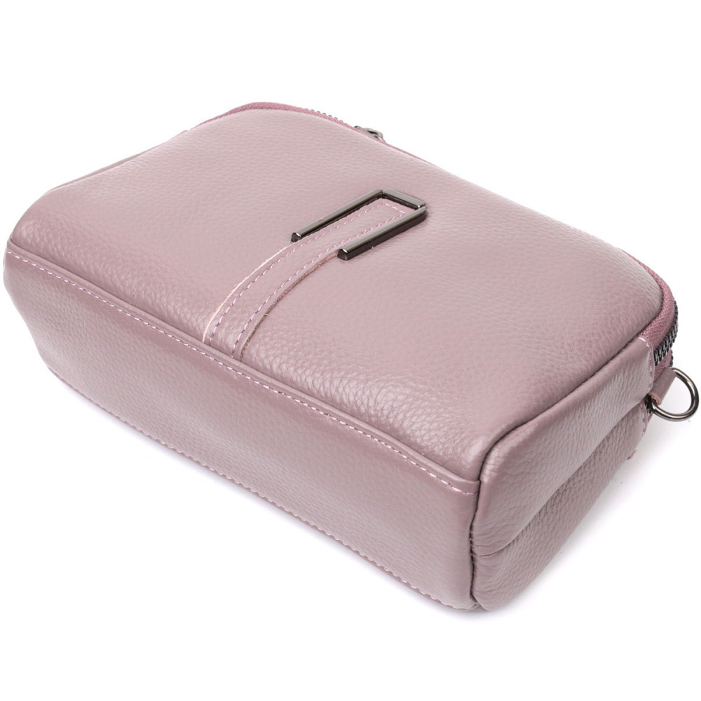 Сумка жіноча цікавого кольору на два відділення з натуральної шкіри Vintage 22279 Фіолетова Київ - фото 5