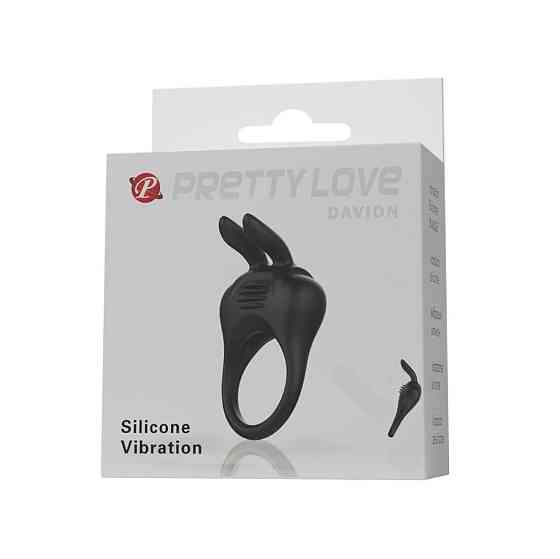 Вибро-эрекционное кольцо с ушками Pretty Love черное, 7.4 х 4.2 см Sex Aura Киев