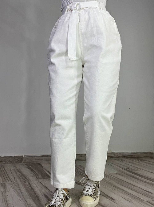 Джинси жіночі A-N 25072 MOM банани талія на резинці з ременем білі, білий, M, M, 77 см, 105 см Київ - фото 10