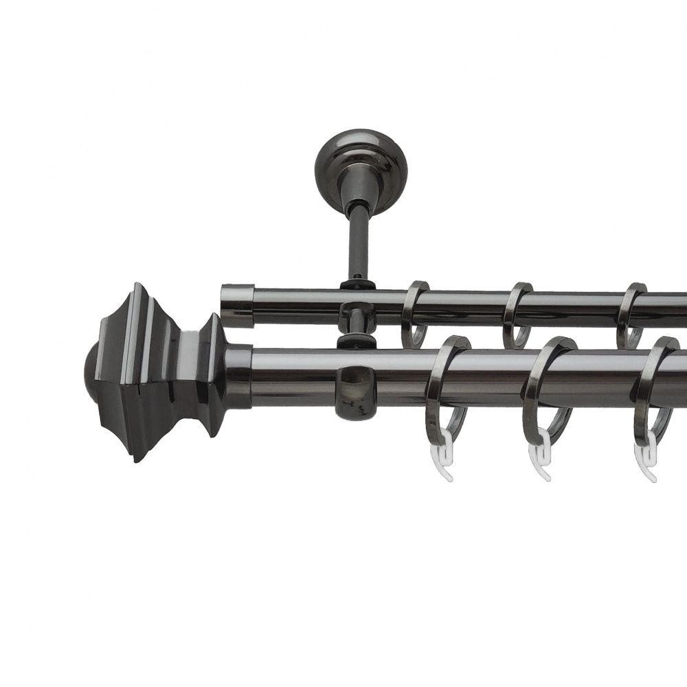 Карниз Orvit Борджеза металевий дворядний відкритий гладка труба кільце фасонне металеве  Онікс 25\16 мм 200 см (6708011) Львів - фото 1