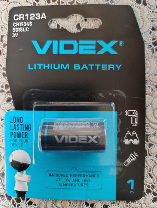 Батарейка Videx CR123A 3V літієва фотоелементна батарея для ліхтарів, сигналізацій та електронних пристроїв Харків - фото 1
