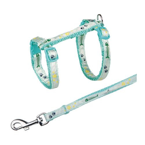 Шлейка з повідцем Trixie для котів принт з рибками поліестер 23-39 см/10 мм Київ - фото 1