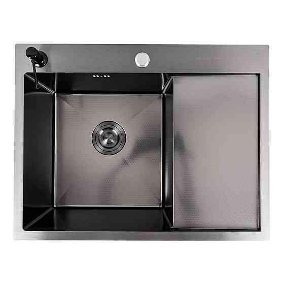 Кухонна мийка 65*50 L PVD чорна VALESO Handmade DÉCOR (сифон круглий, 3,0/0,8) Коломыя