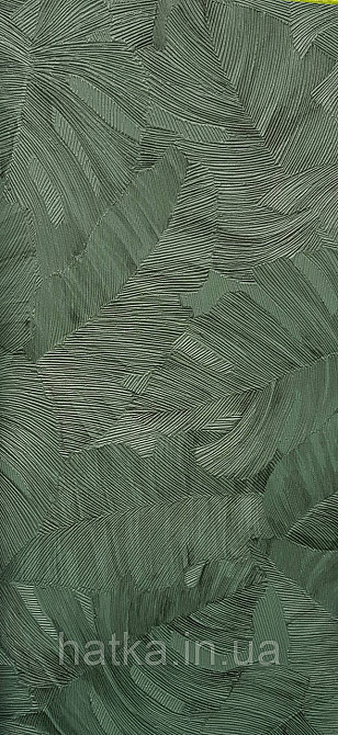 Шпалери вінілові на флізеліні Grandeco Time метрове листя монстери структурні темно-зелені Київ - фото 2