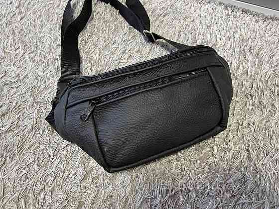 Шкіряна чоловіча сумка бананка чорного кольору Puos Київ