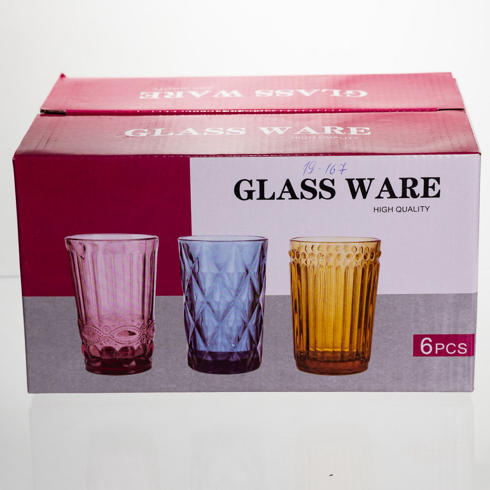 Набір скляних склянок 6 штук 350 мл для лимонадів соку води коктейлів склянки скляні для напоїв HP-19-167 Київ - фото 4